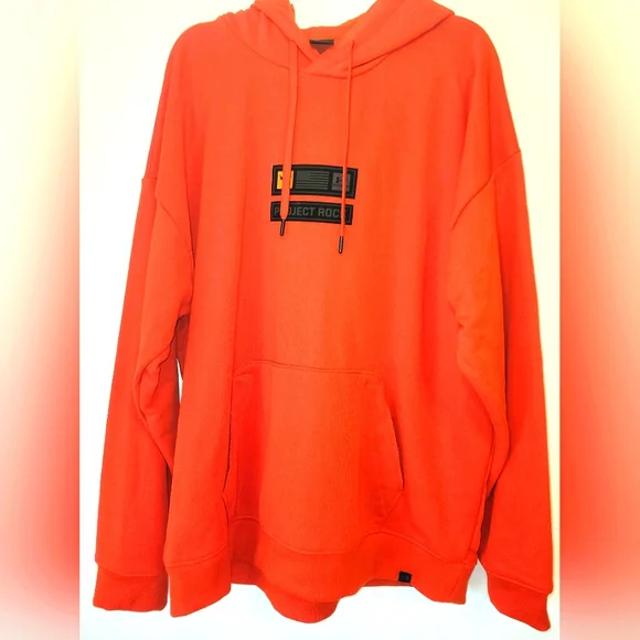 NWT UNDER ARMOUR x PROJECT ROCK VETERANS DAY HEAVYWEIGHT HOODIE ORANGE BLACK 2XL - Picture 3 of 11